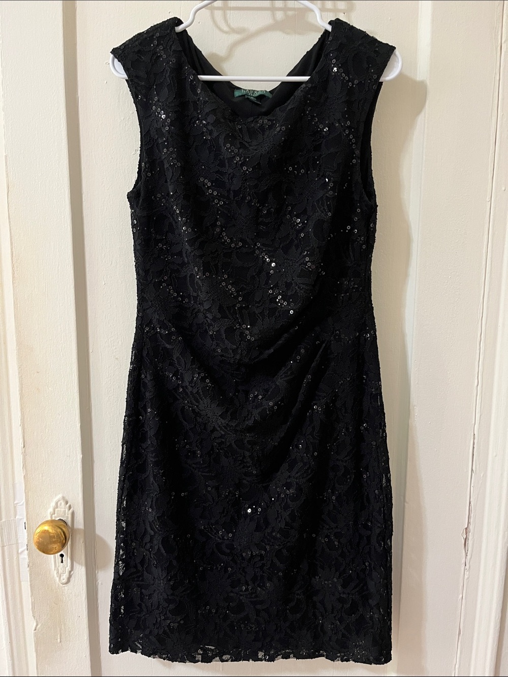 Lauren Ralph Lauren Black Lace Sequin Midi Dress